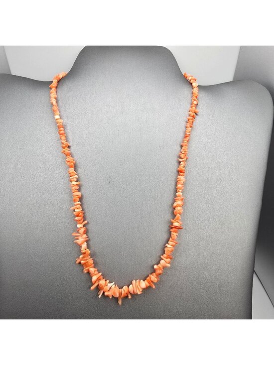 Estate Jewelry Jewelry - Vintage Salmon Coral Chip Necklace 16" Choker 14k Gold Filled Clasp